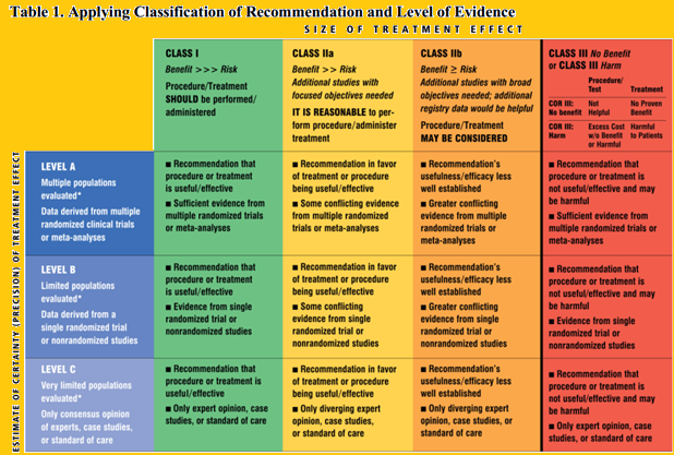 Recommendation and Level of Evidence 2